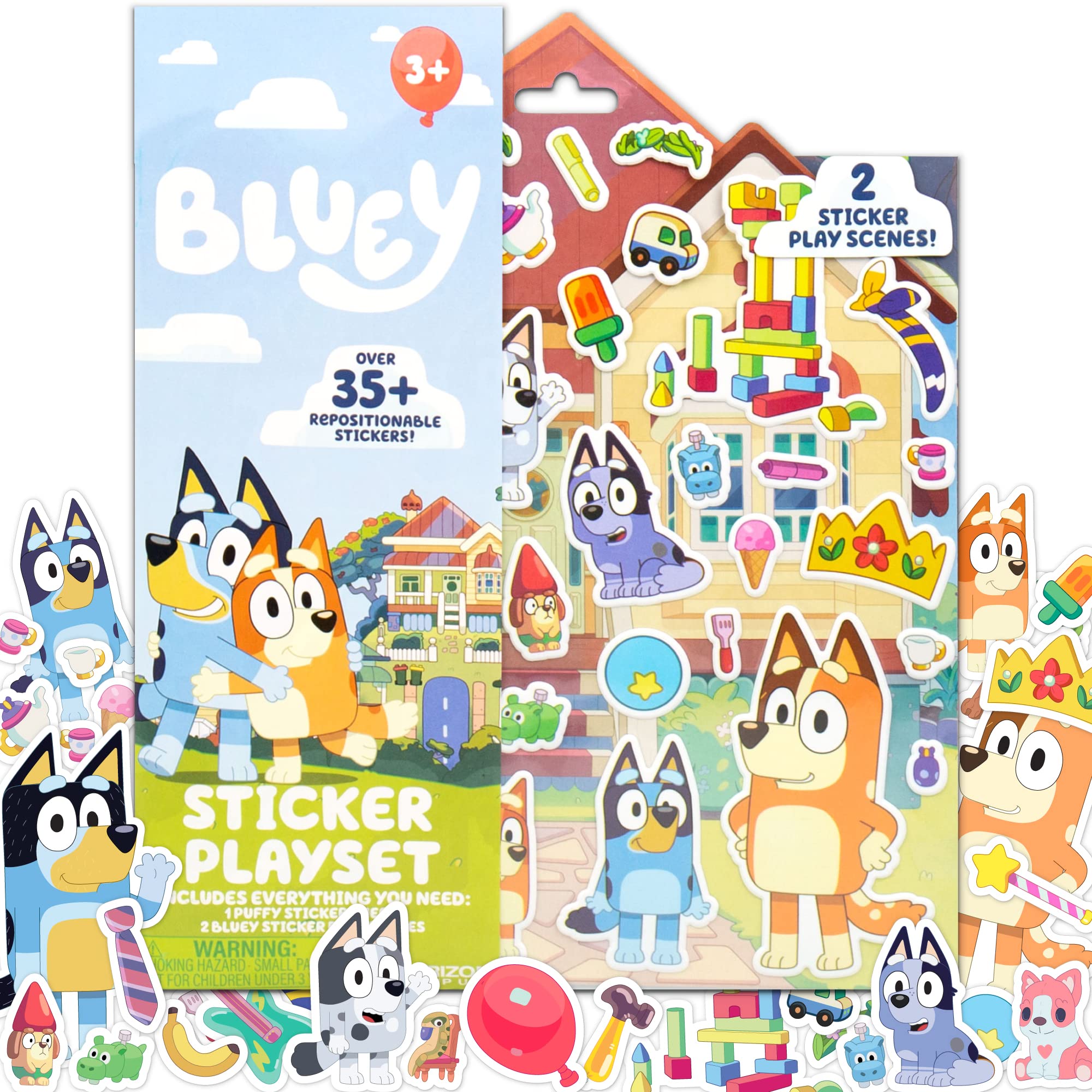 Bluey Sticker Playset, Reusable Bluey Stickers for Kids, Bluey Toys for Kids, Toy Figures & Playsets, Sticker Books, Kids Stickers, Kids Activities, Bluey Figures, Bluey Party Supplies, Ages 3+