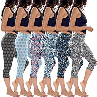 Womens 3 Pack & 6 Pack Buttery Soft Brushed Active Stretch Yoga Cropped Capri Skinny Pant Leggings