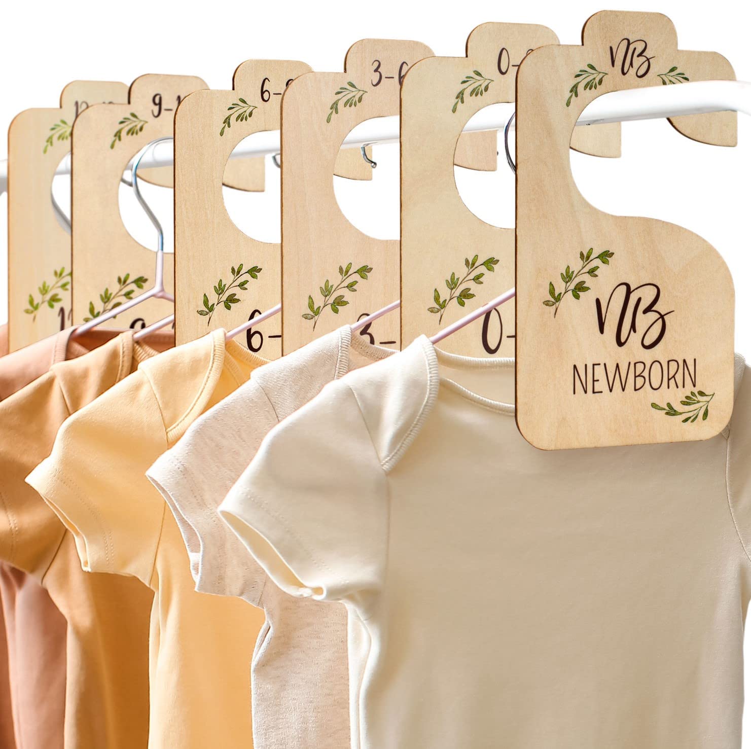 Beautiful Wooden Baby Closet Dividers for Clothes - Double-Sided Organizer from Newborn to 24 Months - Adorable Nursery Decor Hanger Dividers Easily Organize Your Little Baby Girls or Boys Room