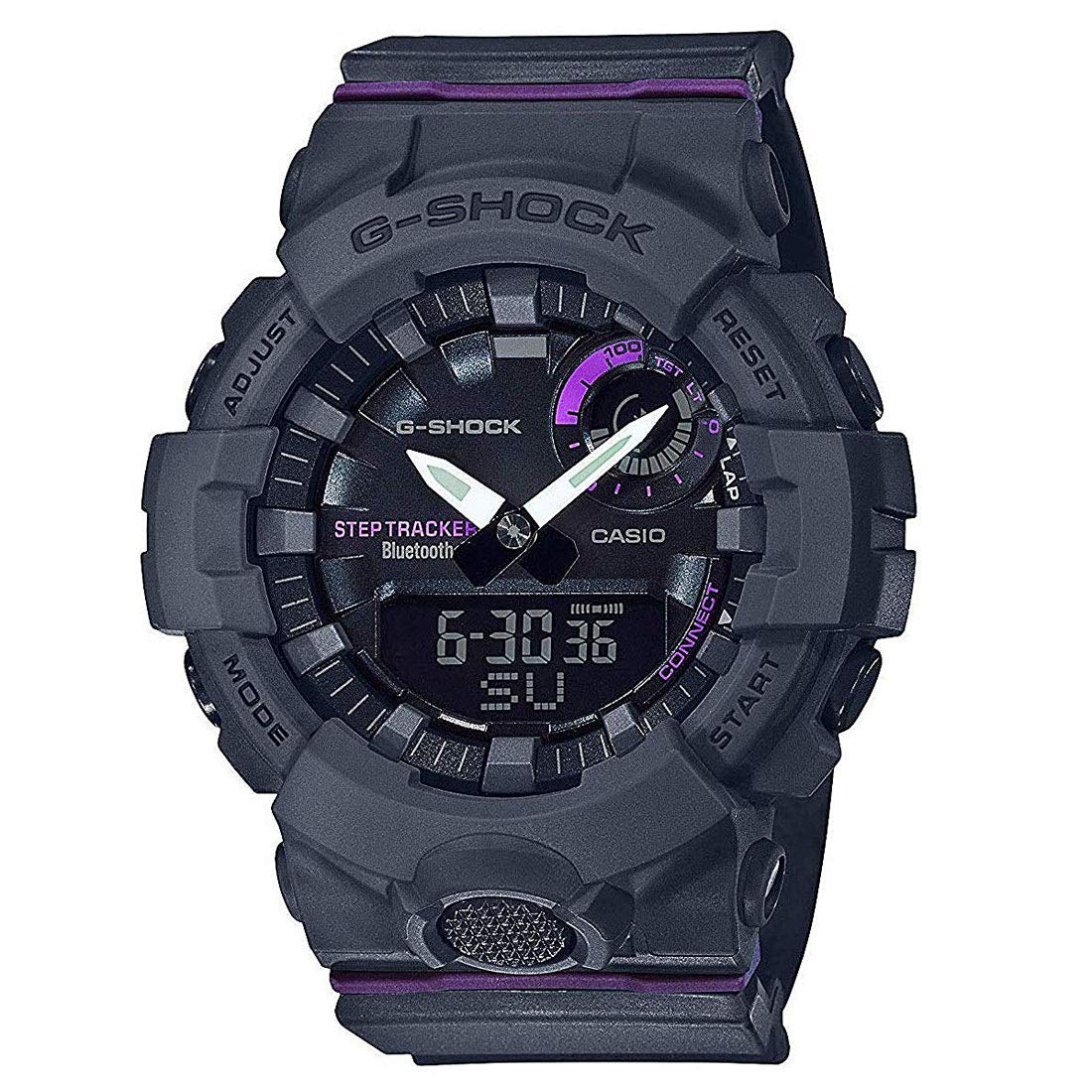 G-Shock G-Squad Black & Purple Bluetooth Midsize Womens Watch GMAB800-8A