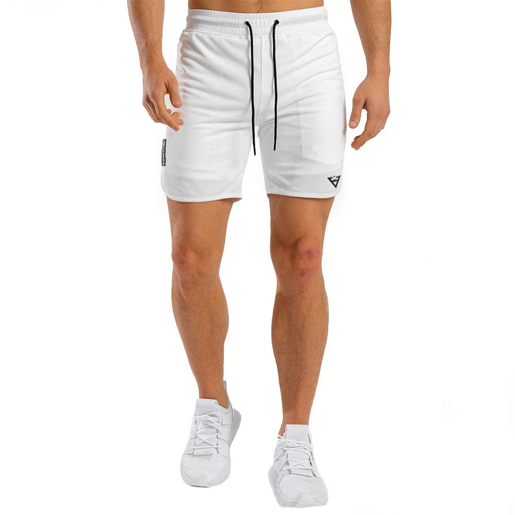 Men's Workout Shorts 7" Running Shorts Athletic Bike Shorts Gym Shorts for Men with Zipper Pocket