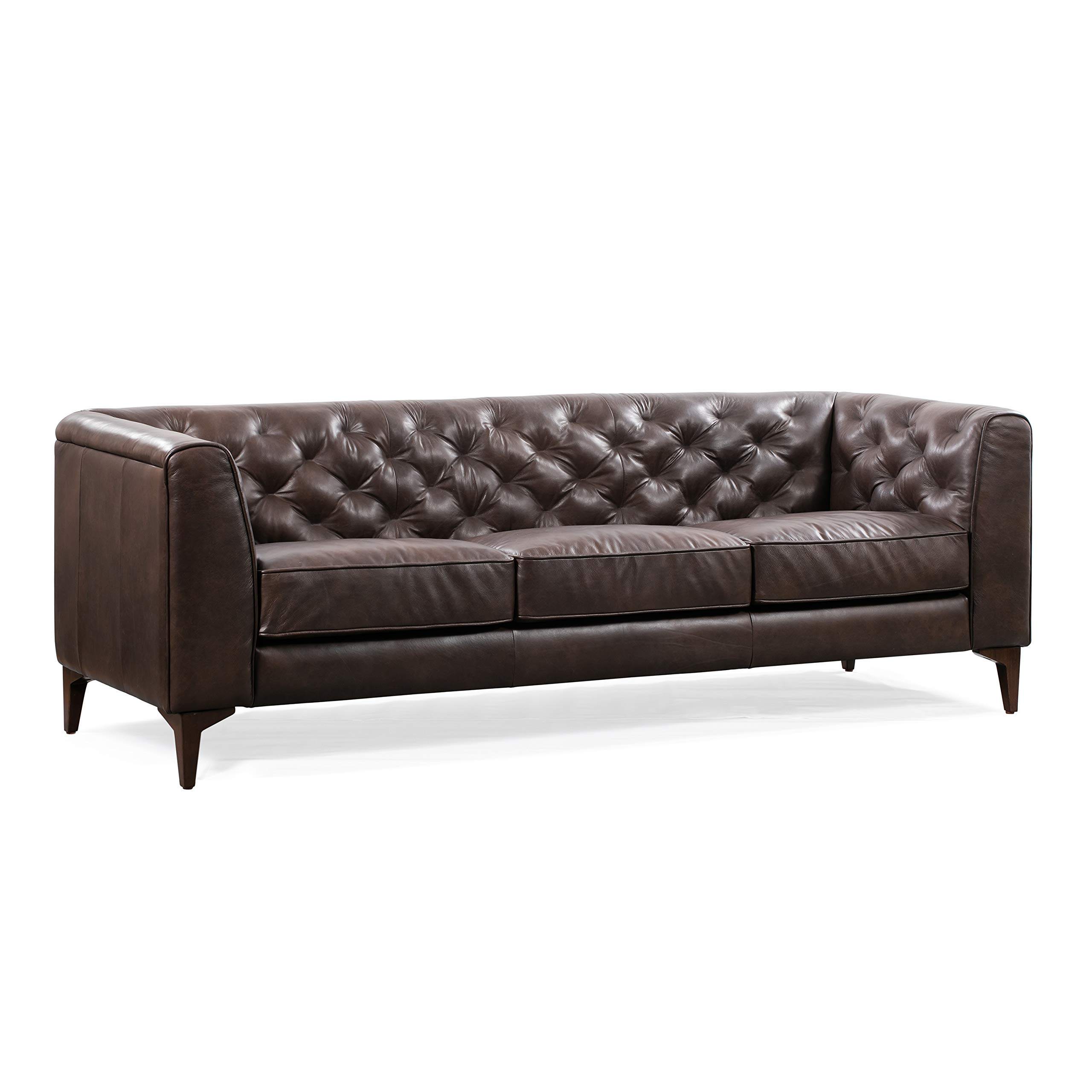 POLY & BARK Essex Sofa in Full-Grain Semi-Aniline Italian Tanned Leather, 89", Madagascar Cocoa