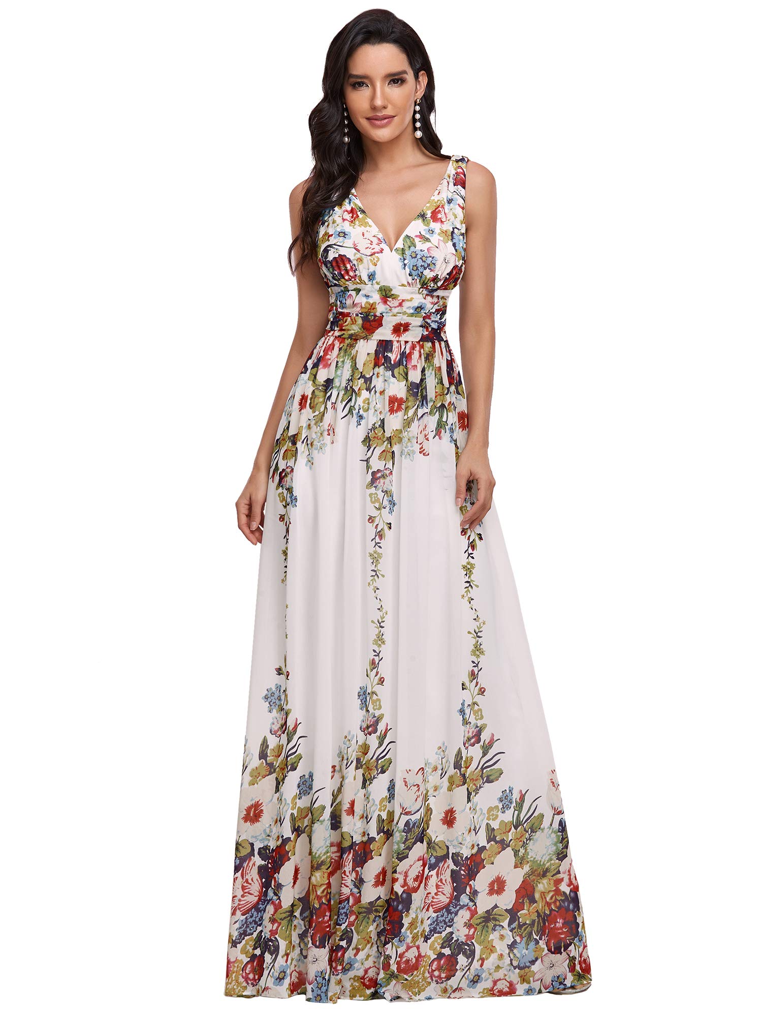 Sleeveless V-Neck Semi-Formal Maxi Evening Dress 09016