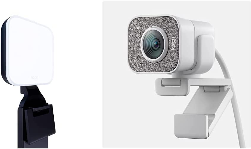         Logitech Litra Glow Premium LED Streaming Light with TrueSoft and Logitech StreamCam, White for Creators and Streamers       