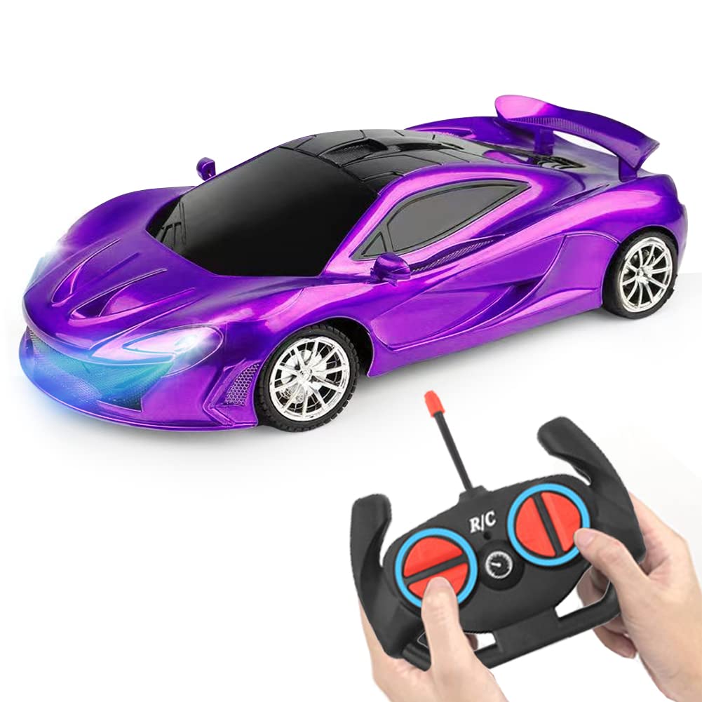 Remote Control Car for Girls- RC Sport Racing for Kids Hobby Toy, Electric Power On Road High Speed Drift Model Vehicle with Led Headlight and Controller Rechargeable,Xmas Birthday Gifts Purple…