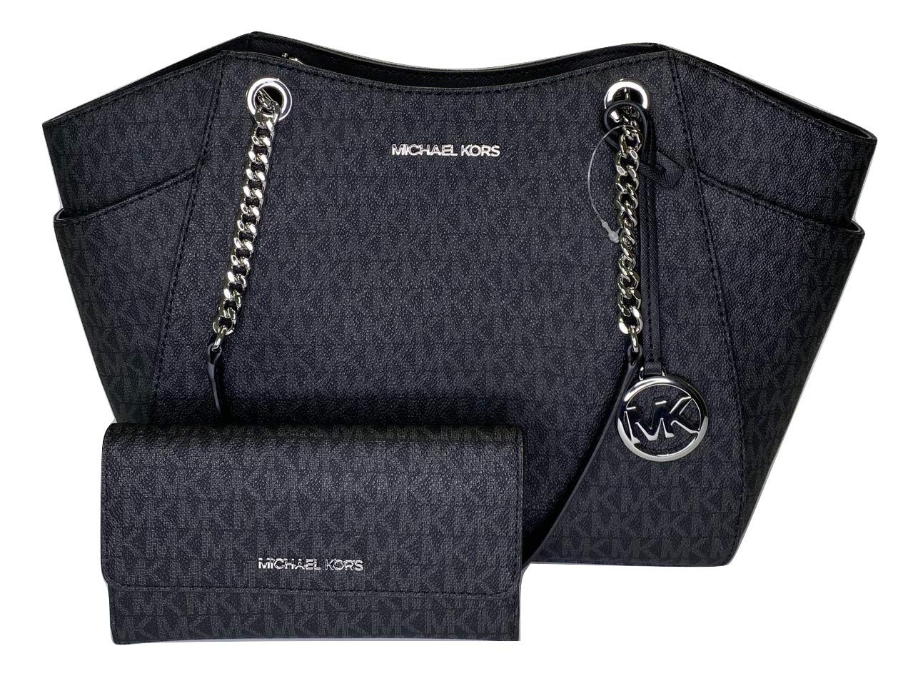 MICHAEL Michael Kors Jet Set Travel Large Chain Shoulder Tote bundled with Michael Kors Jet Set Travel Trifold Wallet