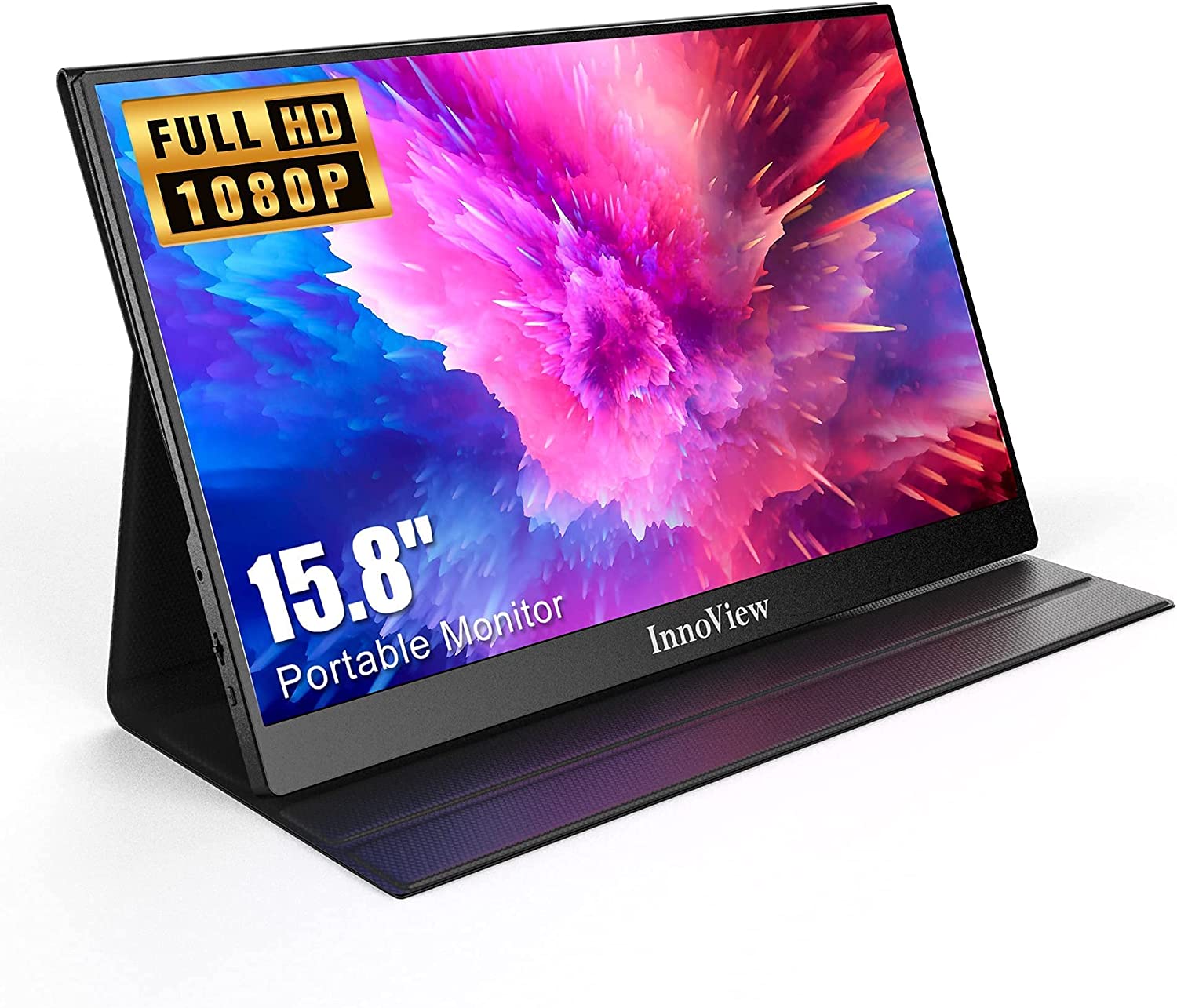         InnoView Portable Monitor, 15.8 Inch FHD 1080P USB C HDMI Second External Monitor for Laptop, Desktop, MacBook, Phones, Tablet, PS5/4, Xbox, Switch, Built-in Speaker with Protective Case      