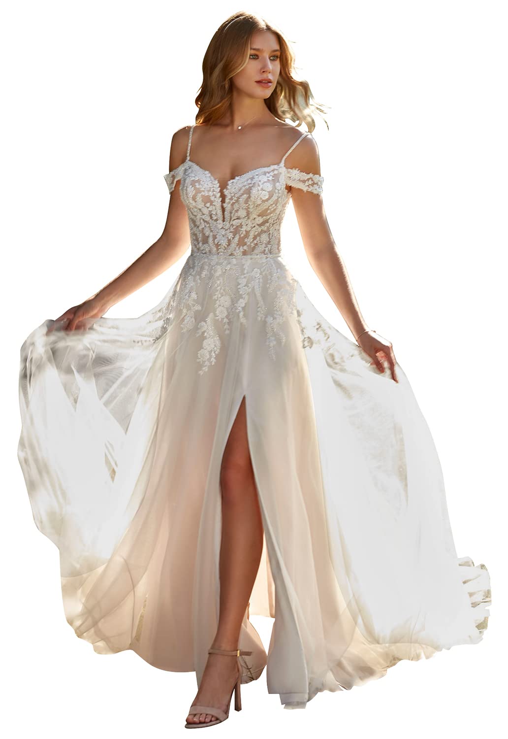 Lace Appliqued Wedding Dresses for Bride 2023 Beach Wedding Bridal Gowns for Women SE002