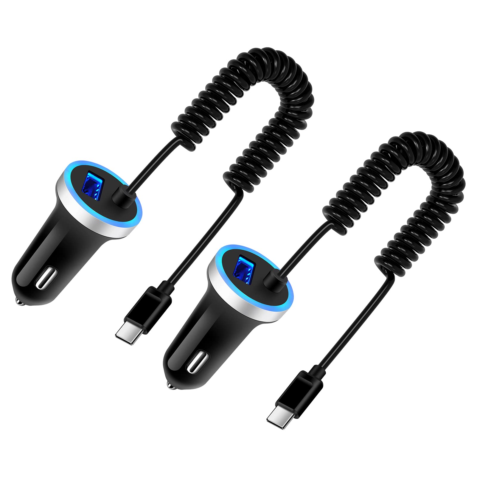 USB C Pixel 7 Car Charger,Fast Android Auto Phone Car Plug for Google Pixel 7 Pro 6a 6 Pro,5a 5 4XL,Cigarette Lighter Adapter Type C Coiled Cable 3FT for Samsung Galaxy S23 A13 5G,A53,A32 S22Ultra,S21