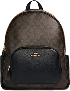 Women's Large Court Backpack in Signature Canvas (Brown - Black)