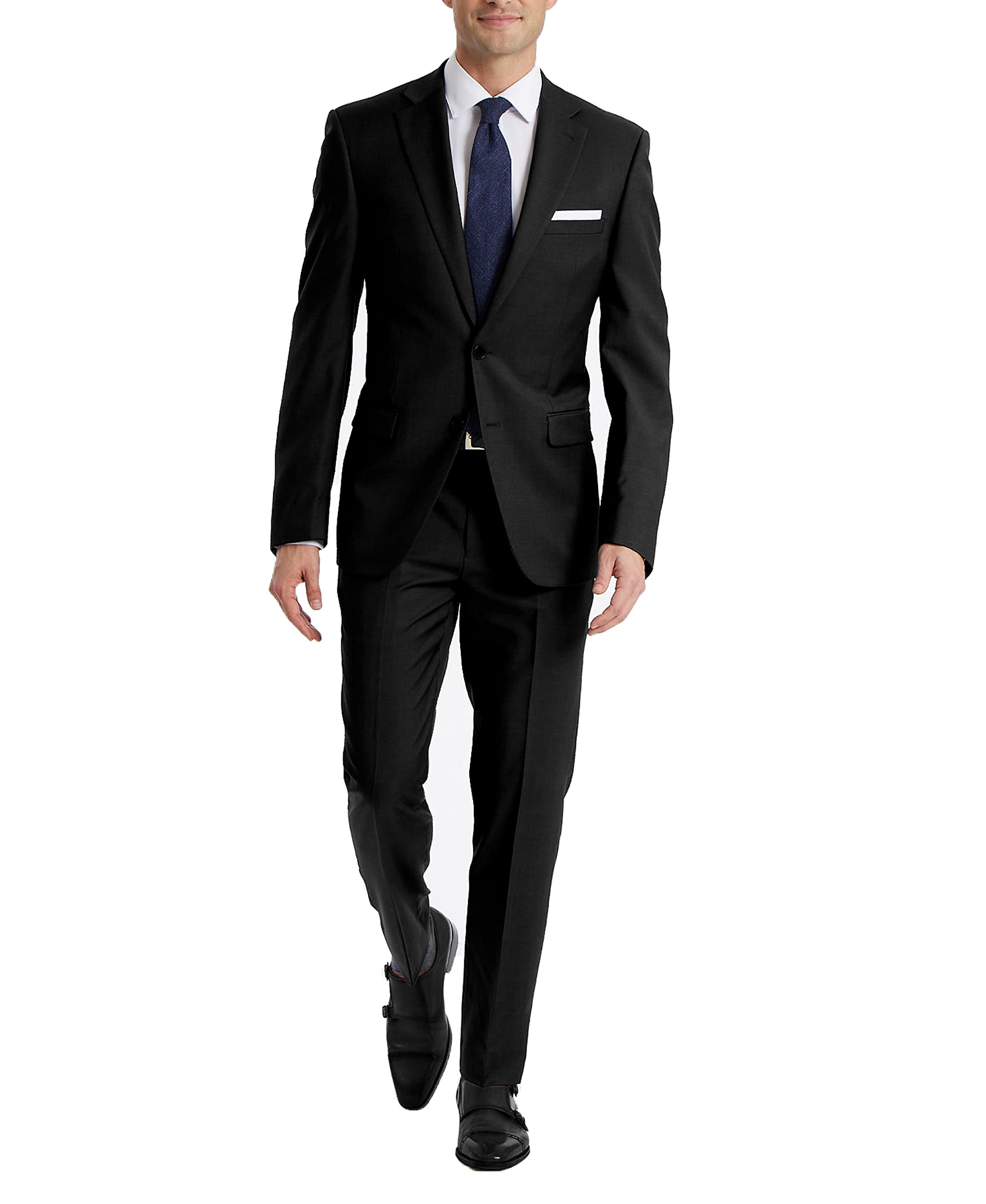 Men's Slim Fit Suit Separates, Solid Black, 30W x 30L(Pants)