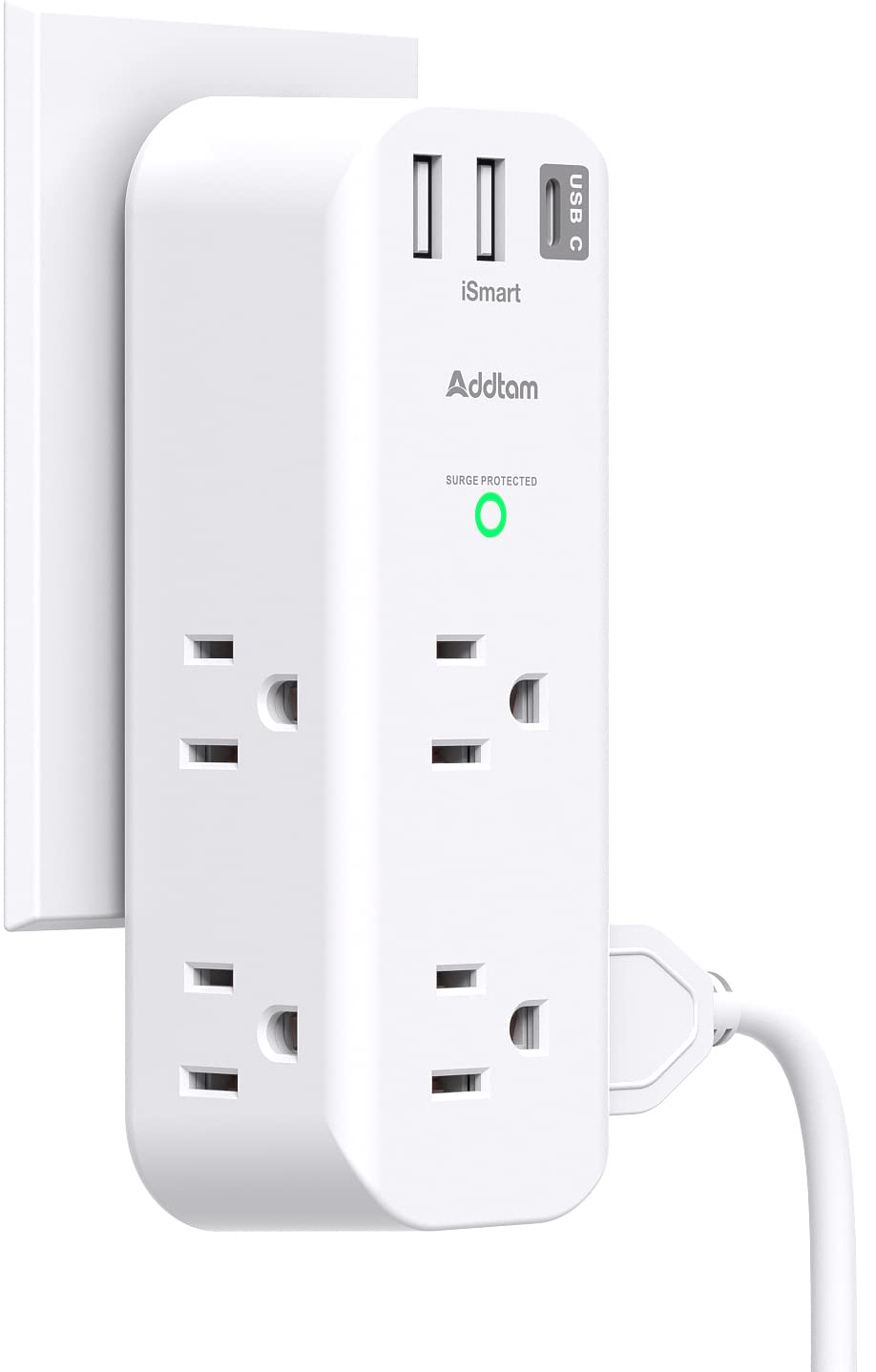 Surge Protector - Outlet Extender with Rotating Plug, Multi Plug Outlets with 6 AC 3 USB Ports (1 USB C) , 3-Sided Power Strip with Wall Adapter Charger for Home Travel Office, ETL Listed (1800J)