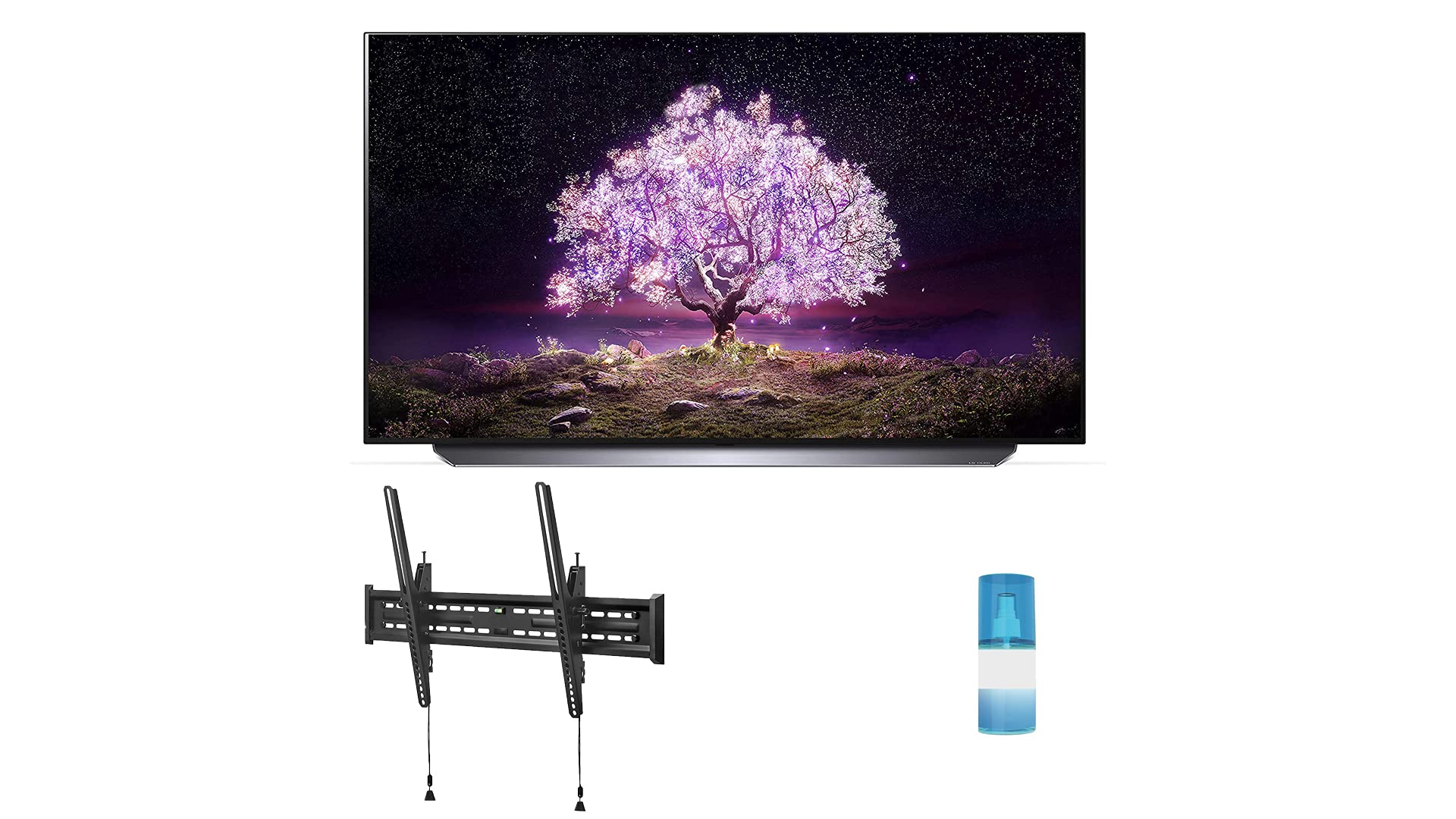 LG OLED77C1PUB 77" 4K Ultra High Definition OLED Smart C1 Series TV with a Walts TV Large/Extra Large Tilt Mount for 43"-90" Compatible TV's and a Walts HDTV Screen Cleaner Kit (2021)