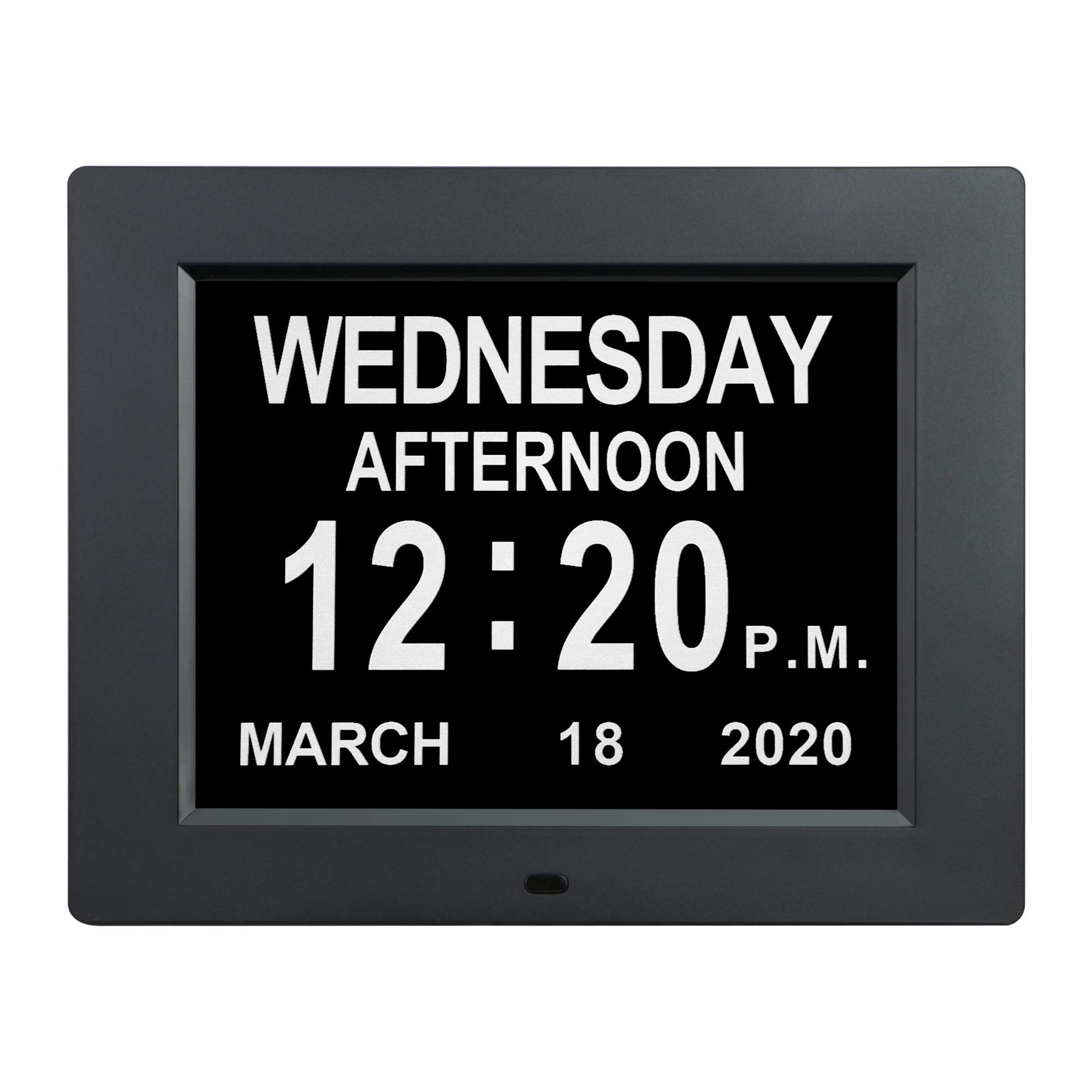 [2022 Upgraded] Digital Day Calendar Clocks 12 Alarm Options Non-Abbreviated Day & Month Auto-Dimming Extra Large Dementia Senior Elderly Vision Impaired Clock