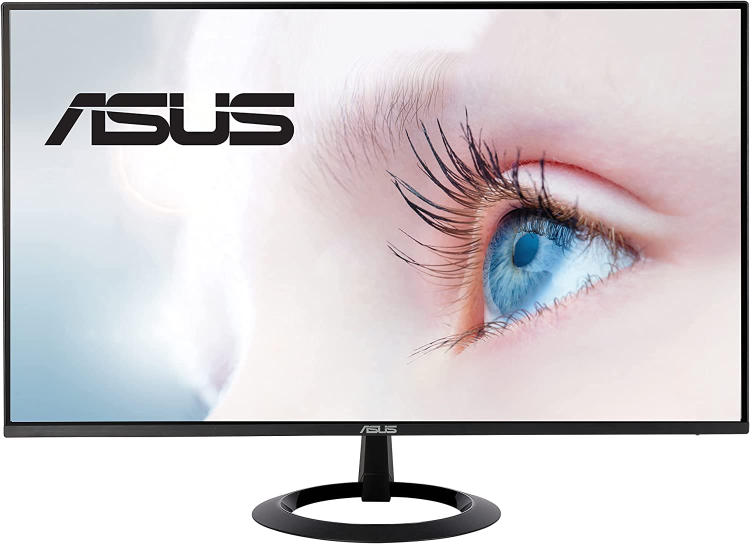         ASUS 27” 1080P Monitor (VZ27EHE) - Full HD, IPS, 75Hz, 1ms, Adaptive-Sync/FreeSync, Low Blue Light, Flicker Free, Ultra-Slim, VESA Mountable, Frameless, HDMI, VGA       