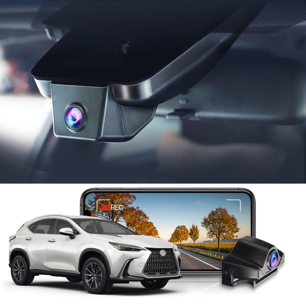 Fitcamx Front 4K and Rear 1080P Dash Cam Suitable for 2022 2023 Lexus NX NX350 NX250 NX300 NX450h Premium Luxury F Sport (Model B), OEM Look, Dual HD Video WiFi, G-Sensor, Loop Recording, 64GB Card