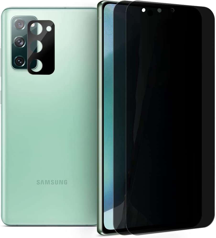         DIACUBE [2+1 Pack] For Samsung Galaxy Note20 (6.7"), 2 Pack Privacy Screen Protector + 1 Pack Glass Camera Lens Protector [Support Fingerprint Sensor] Anti-Spy PET Film,Scratch-Resistant,6