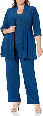 Women's Plus Size Two Piece Glitter and Lace Pant Set Large