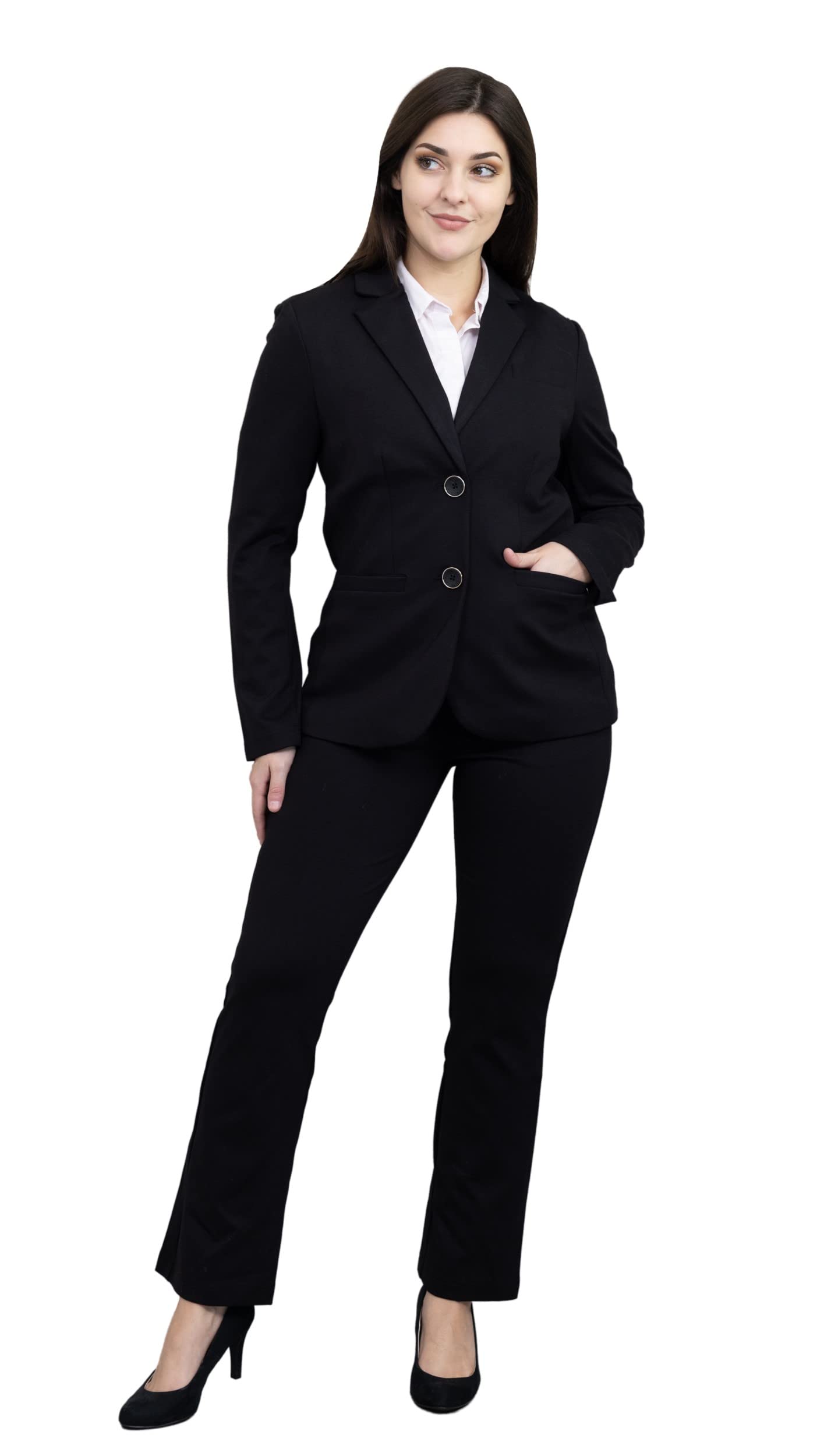Women's 2 Buttons Business Blazer Pant Suit Set for Work
