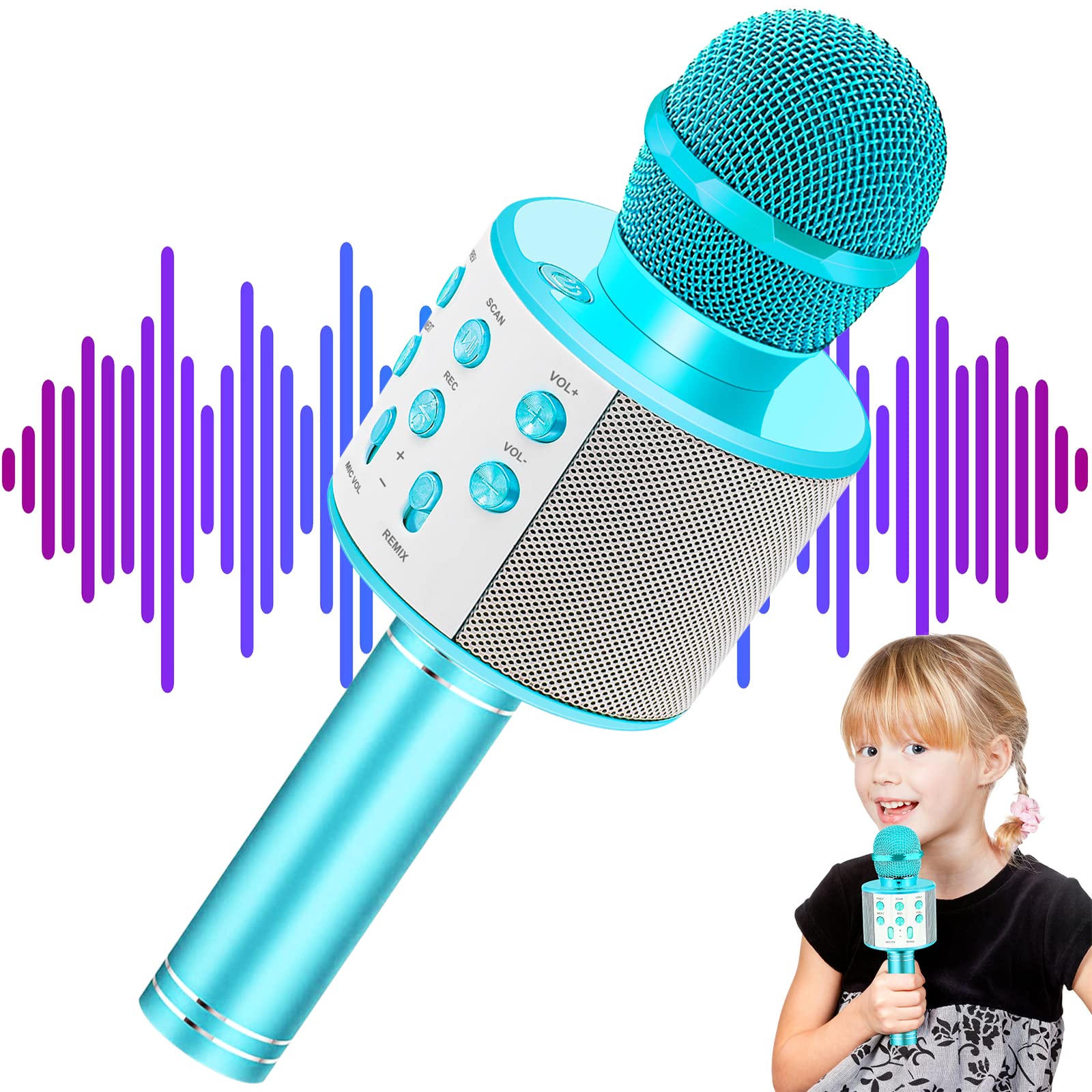 Microphone For Kids,Bluetooth Microphone Wireless Karaoke Microphone For Adults Kids,Karaoke Microphone Machine For Adults Kids,Valentine Christmas Birthday Gifts For Kids,Kids Toys For Girls Boys