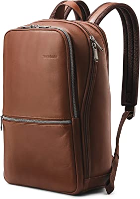 Classic Leather Slim Backpack, Cognac, One Size