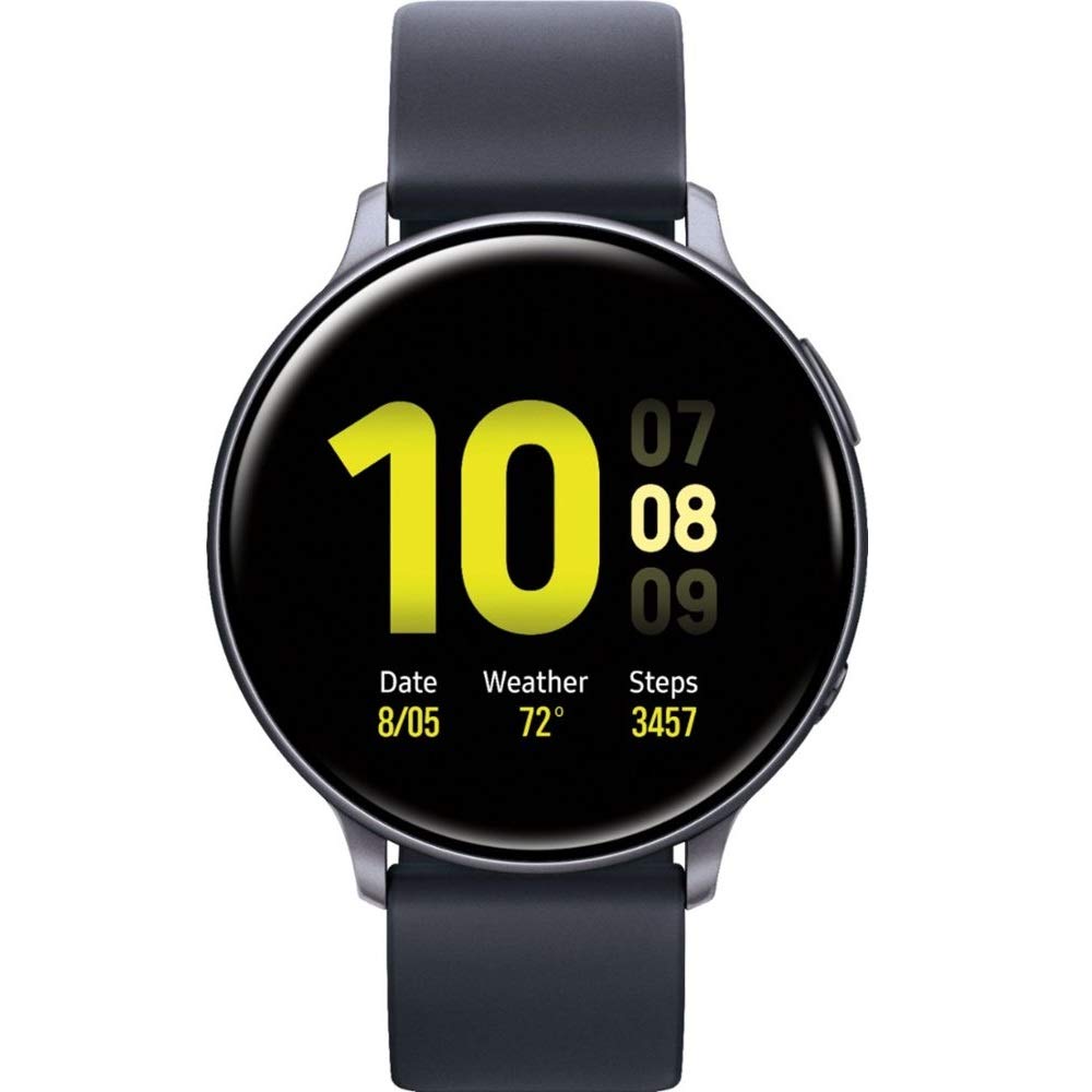 SAMSUNG Galaxy Watch Active2 (Silicon Strap + Aluminum Bezel) Bluetooth - International (Aqua Black, R820-44mm)
