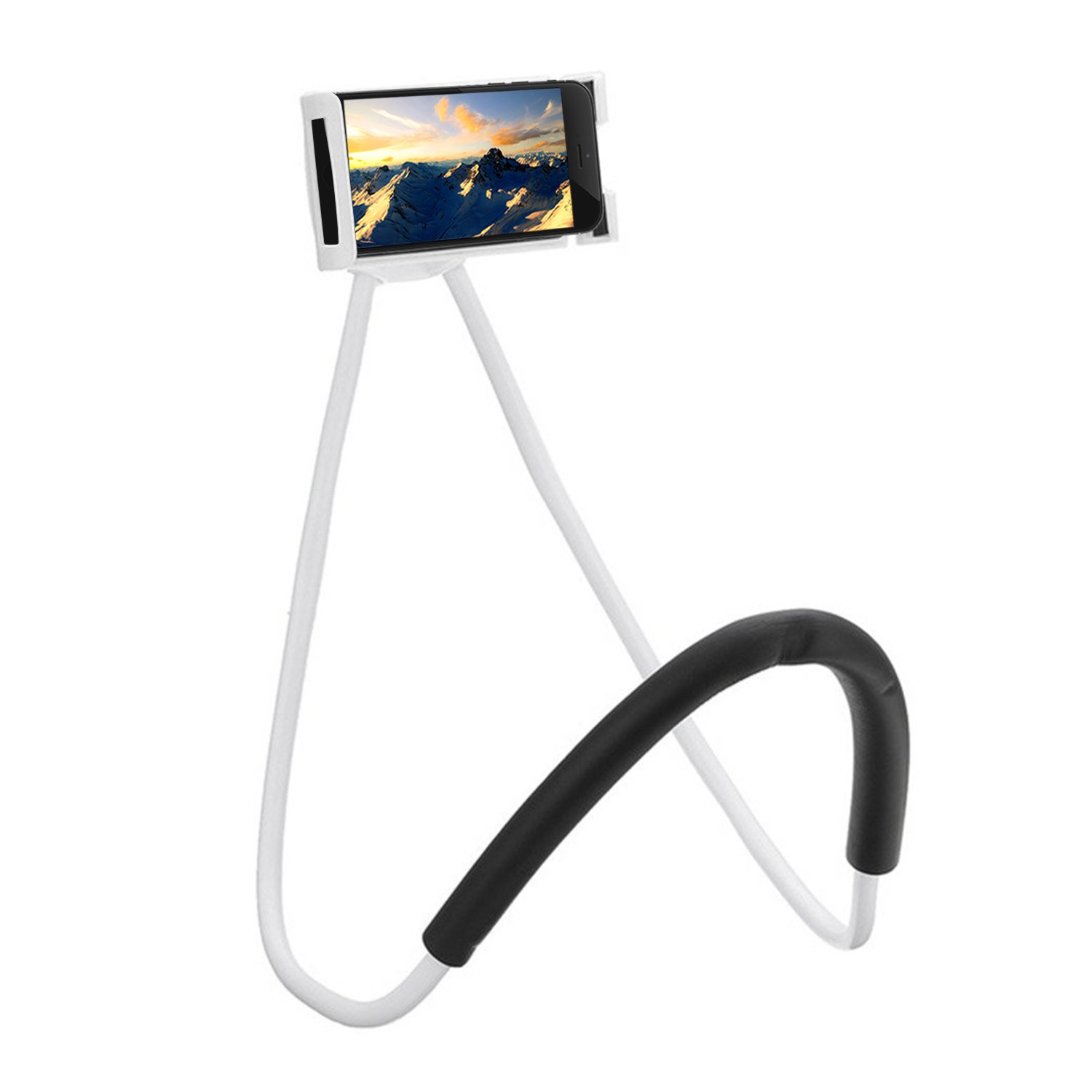 Unee1 Lazy Neck Phone Holder for Bed Desk Bike Car,Around The Neck Cell Phone Mount for iPhone X/8/7Plus/6/Samsung Galaxy S8 Plus/S7/S5 (White)