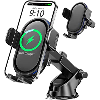          Wireless Car Charger, UGDLUCK 15W Fast Charging Phone Mount Car Charger Dashboard Windshield Air Vent Car Phone Holder fit for iPhone 14 13 12 11 Pro Max Xs,Samsung Galaxy S23 S22 S21 Series,