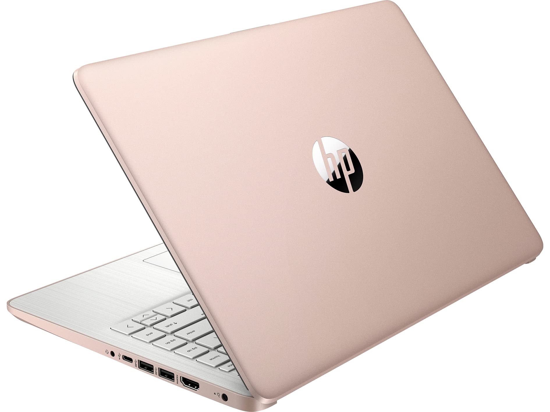 HP 2022 Stream 14" HD Laptop, Intel Celeron N4120 Processor, 4GB RAM, 64GB eMMC Storage, HD Webcam, HDMI, Wi-Fi, Bluetooth, Rose Gold, Office 365 1-Year, Windows 11 S, 32GB SnowBell USB Card