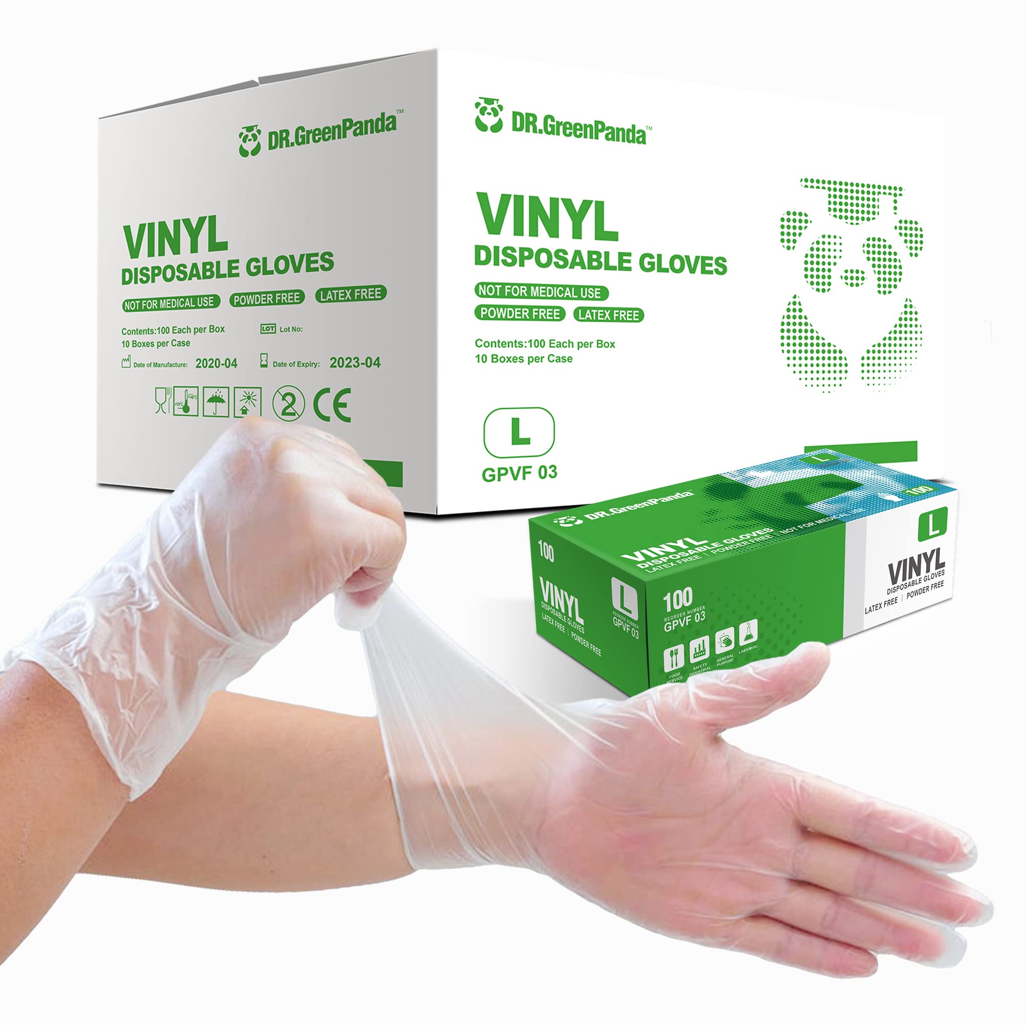 Dr.GreenPanda Clear Vinyl Gloves Food Safe for Food Service Prep Handling Use Cooking Cleaning Multipurpose Latex&Powder Free