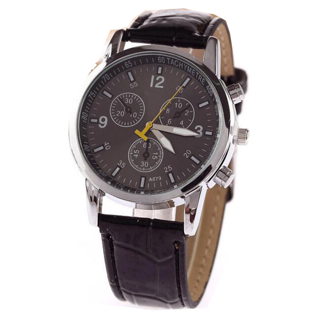 Leather Strap Three Eyes Men's Quartz Watch Casual Watch Men Wristwatch