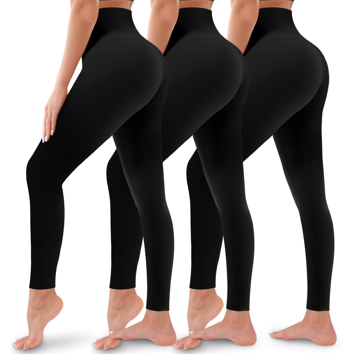 3 Pack Leggings for Women-Butt Lift High Waisted Tummy Control Yoga Pants-Workout Running Leggings