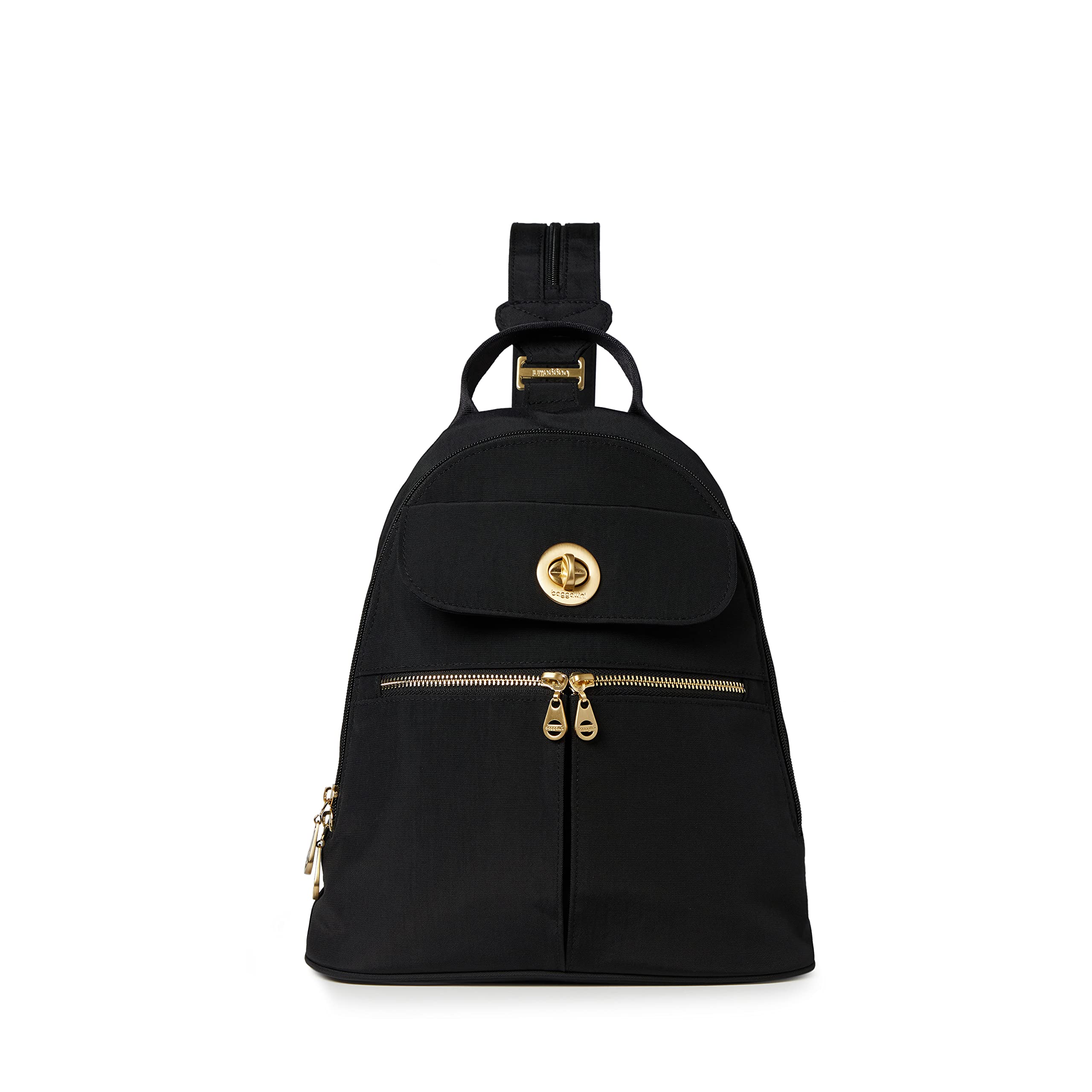 womens Naples convertible backpack, Black Gold Hardware, One Size US