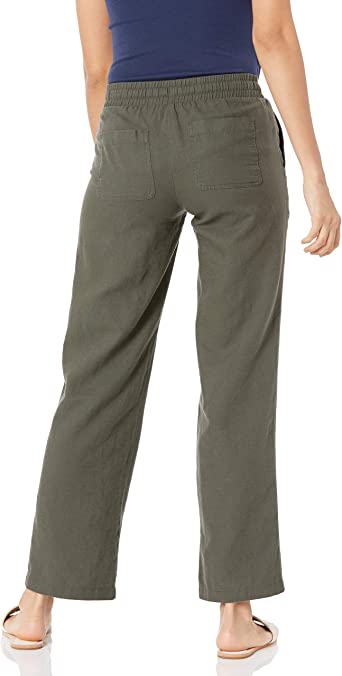 Essentials Women's Linen Blend Drawstring Wide Leg Pant (Available in Plus Size)