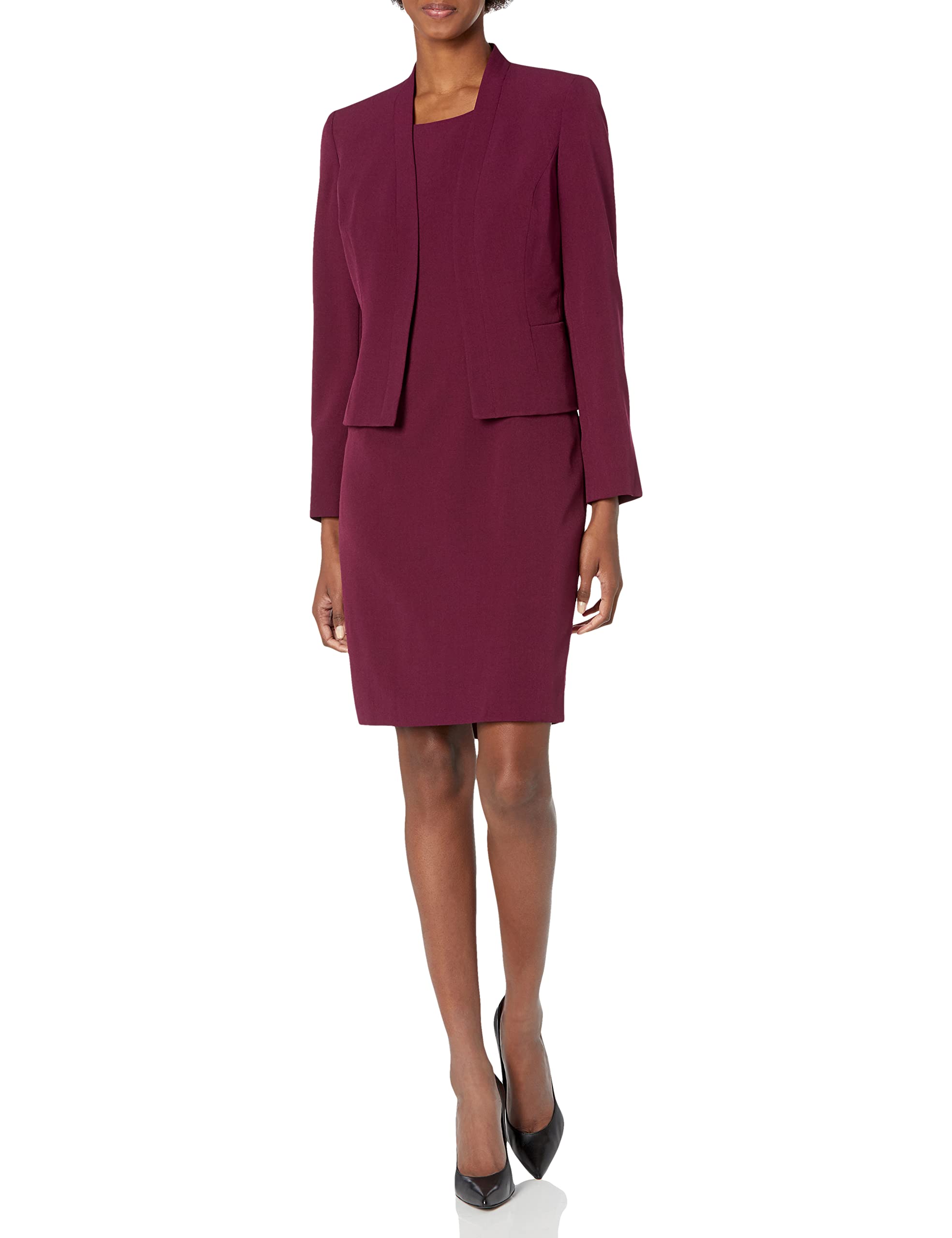 Women's Crepe Multi Seamed Cropped Jacket and Sheath Dress