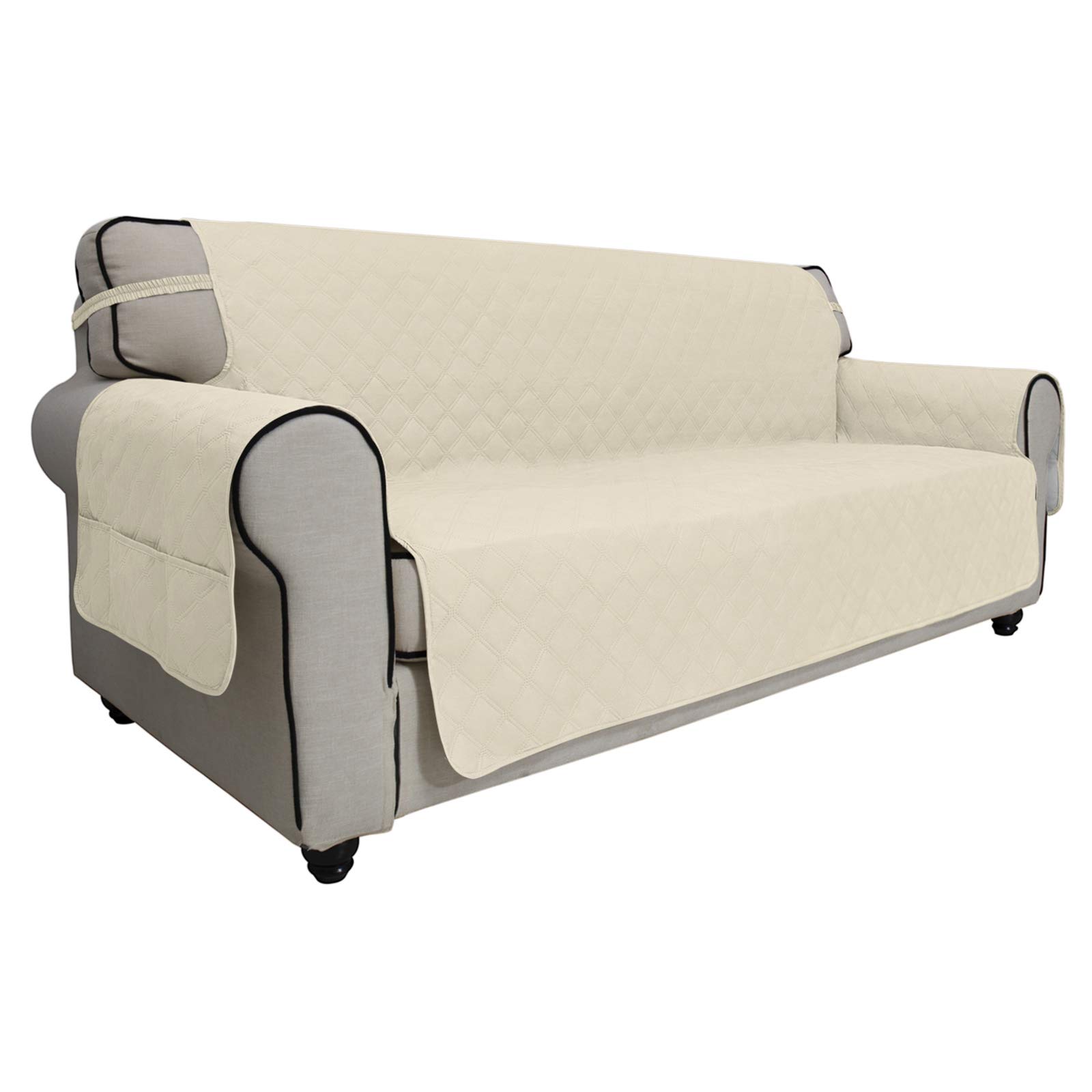 Easy-Going Sofa Slipcover Waterproof Couch Cover for 3 Cushion Couch Sofa Cover Furniture Protector Cover Pets Covers Washable Non-Slip Fabric Pets Kids Children Dog Cat (Sofa, Ivory)