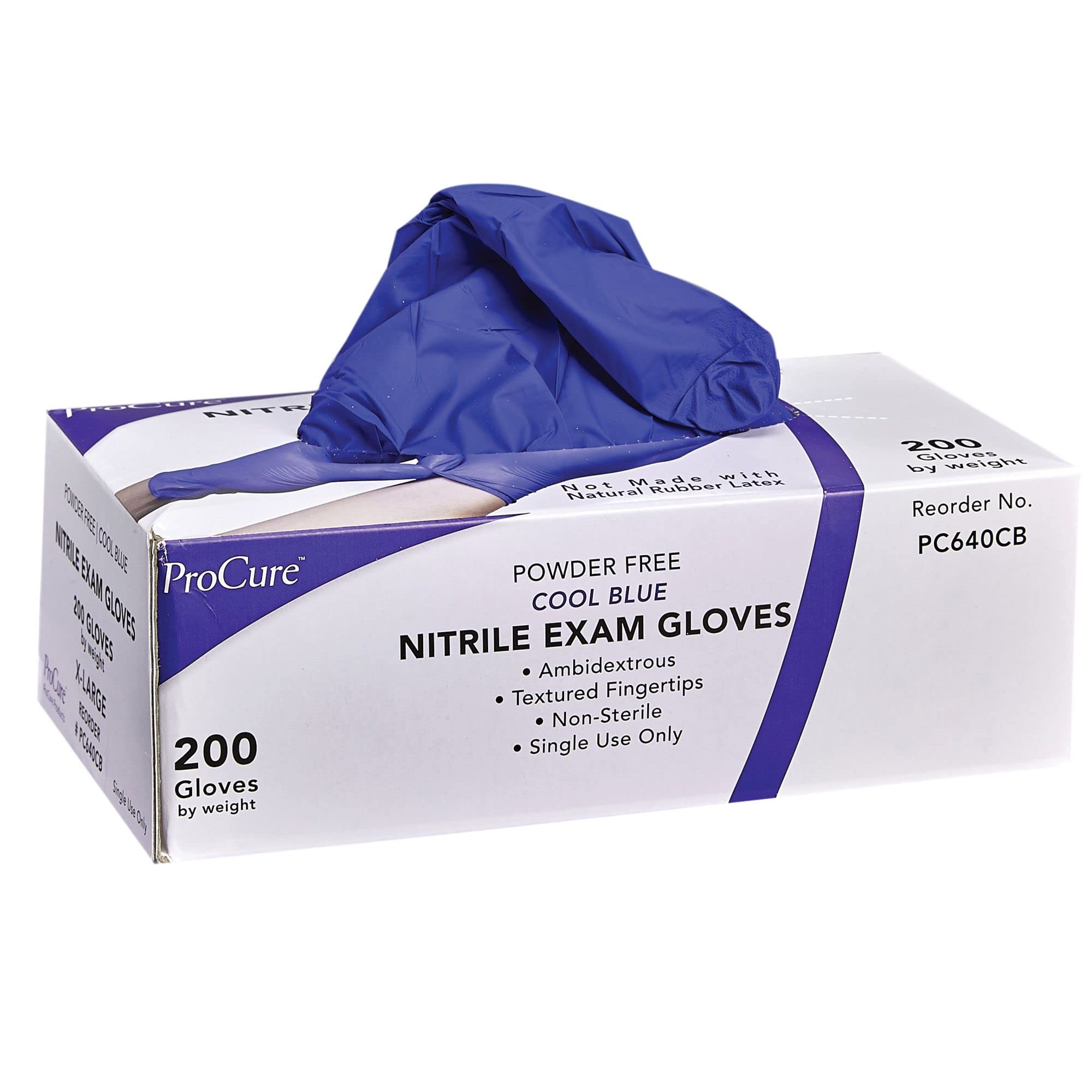 ProCure Disposable Nitrile Gloves - Latex Free, Powder Free Medical Exam Gloves