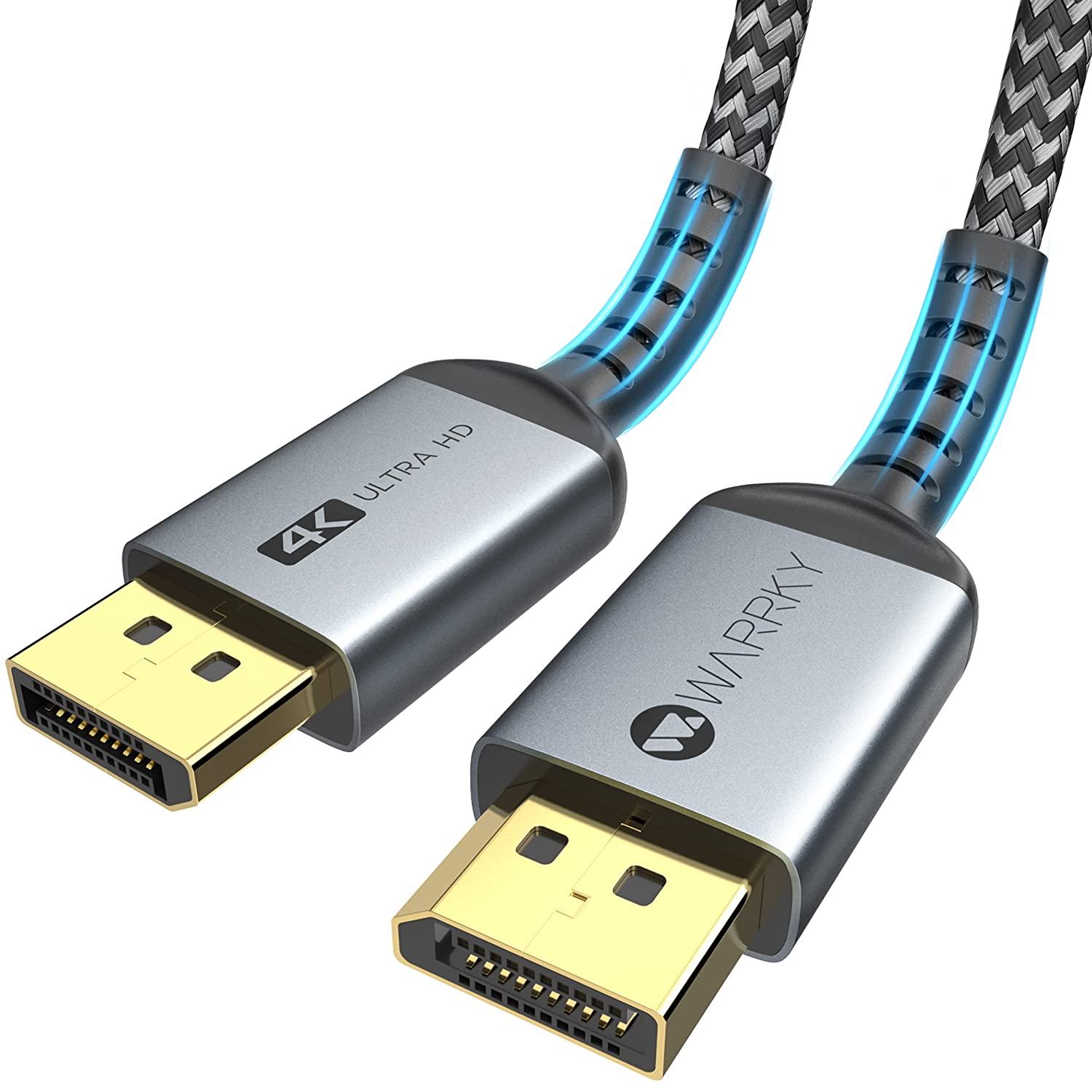         WARRKY DisplayPort Cable 6.6Ft [4K 60Hz, 2K 144Hz -165Hz, 1080P 240Hz] Compliant with VESA DP 1.2 for Monitor, Graphics Card, Laptop, PC, Compatible for NVIDIA, AMD, AOC, LG, ASUS, Sceptre, De