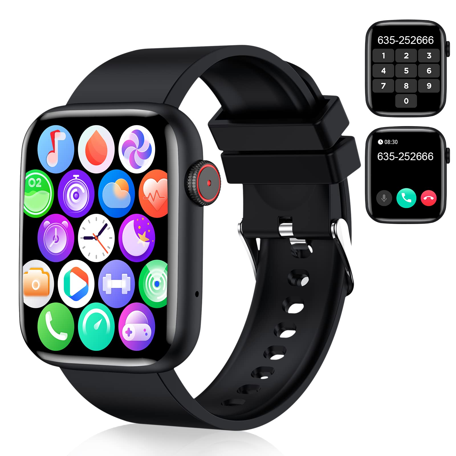 1.90'' Ultra HD Smart Watch(Answer/Make Calls),Fitness Tracker Watches for Android/iOS Phones,Bluetooth Call and Text Message/Sleep Monitor/Heart Rate/Step Counter Android Smartwatch for Women Men