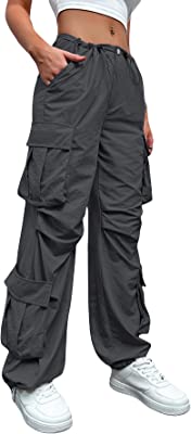 Women's Flap Pocket Drawstring Waist Ruched Streetwear Cargo Pants