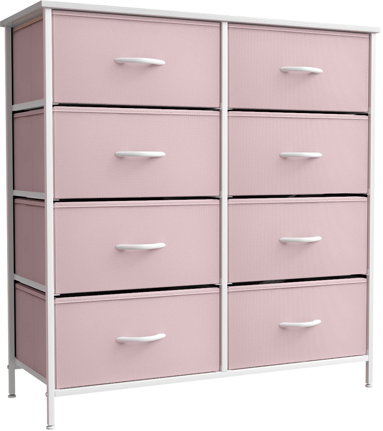 Sorbus Dresser with 8 Drawers - Furniture Storage Tower Unit for Bedroom, Hallway, Closet, Office Organization - Steel Frame, Wood Top, Easy Pull Fabric Bins (Pink)