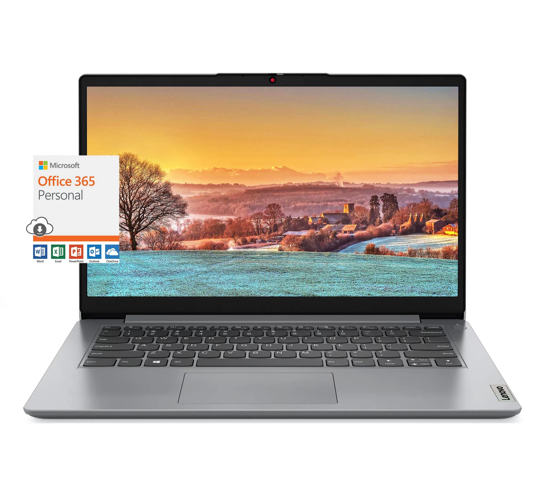 Lenovo IdeaPad 1i Laptop 14" HD Display, Intel Pentium Silver N5030 Processor(4-Core, up to 3.1 GHz), 4GB RAM, 256GB Storage(128GB eMMC + 128GB MSD Card), 10Hr Battery, Win 11 S, 1 Year Microsoft 365