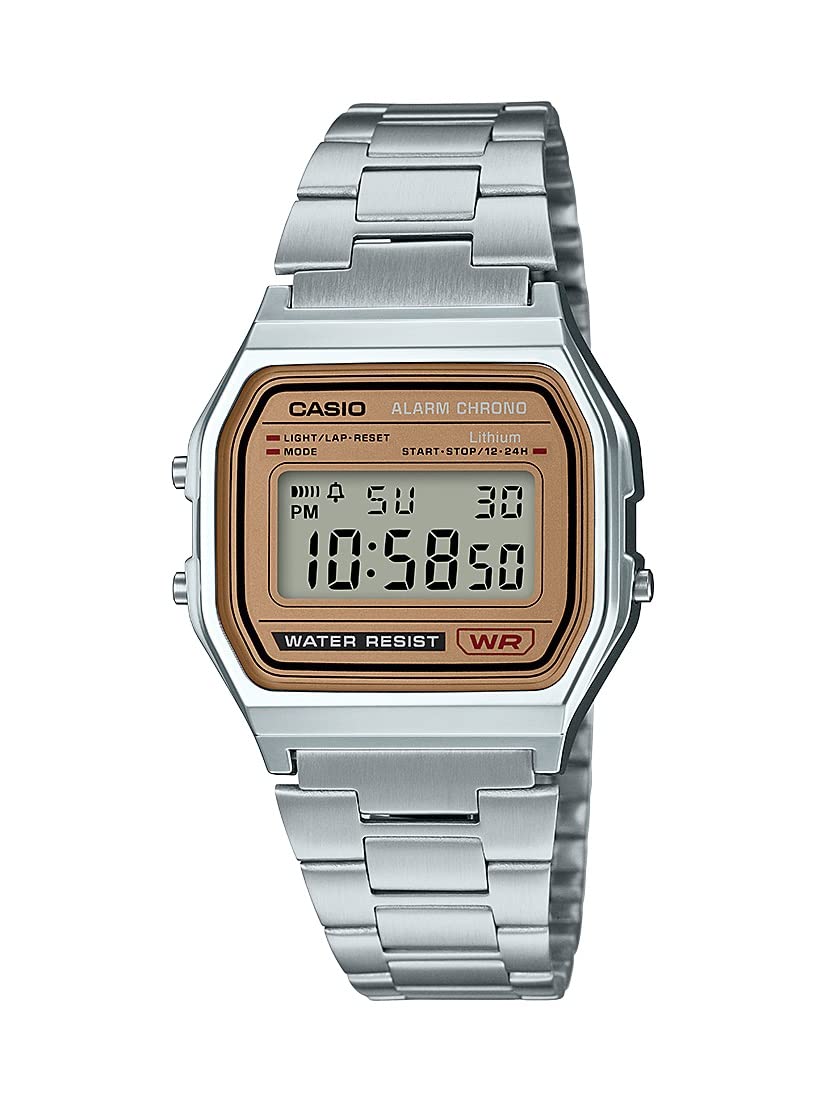 Men's A158WEA-9CF Casual Classic Digital Bracelet Watch, Silver