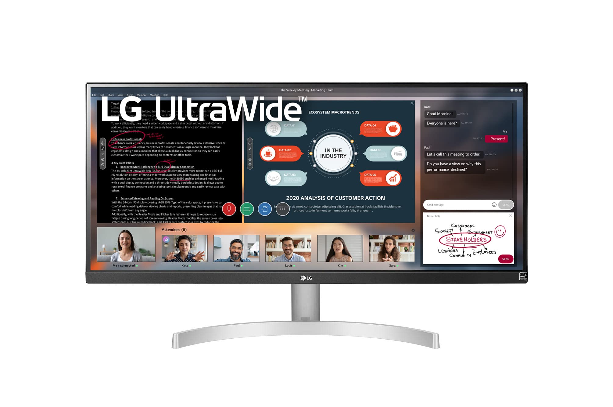 LG UltraWide WFHD 29-Inch Computer Monitor 29WN600-W, IPS with HDR 10 Compatibility, Silver