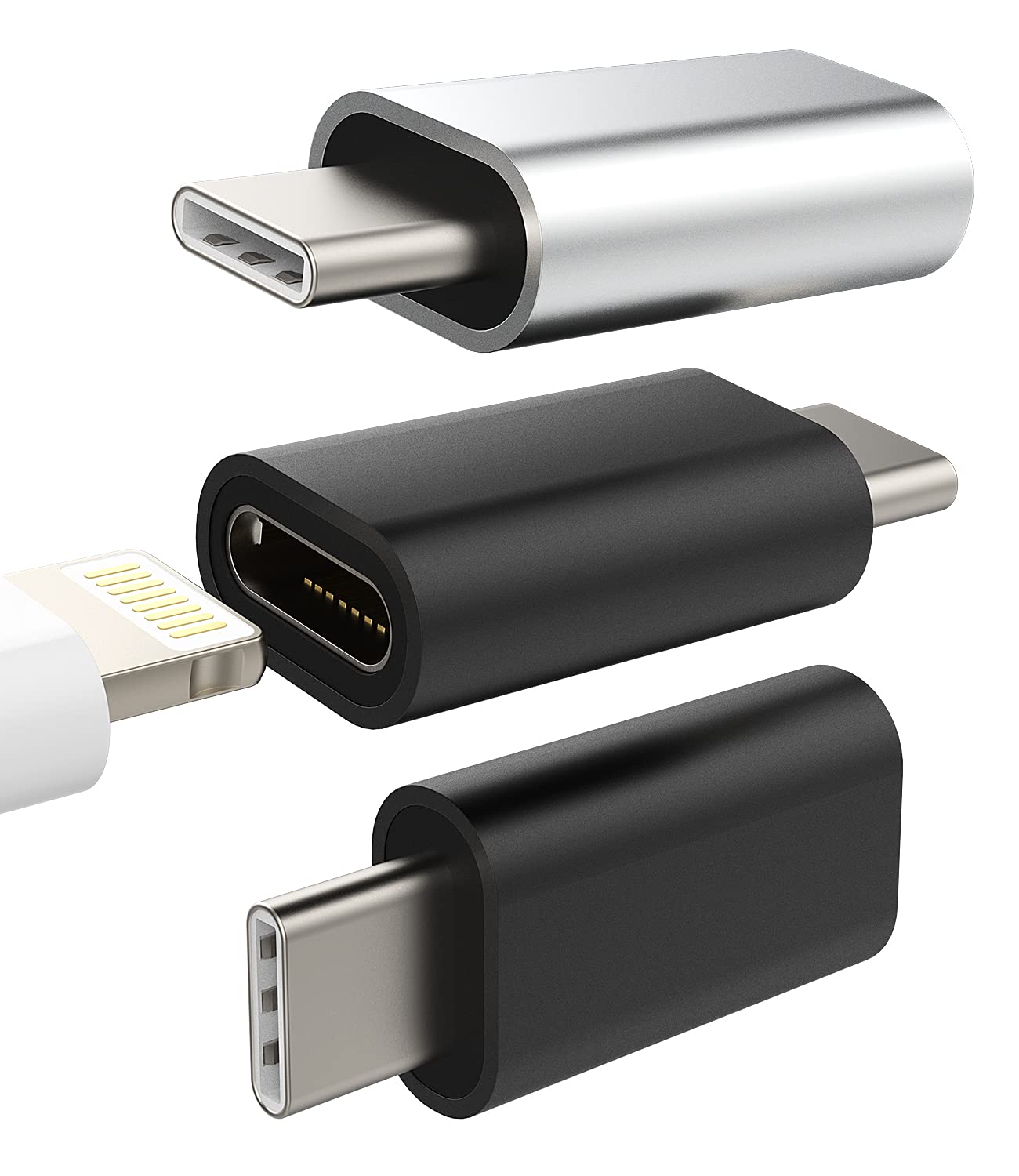 3Pack,USB C Male to Compatible for Lightning Female Adapter,Compatible with iPhone 12 11Pro Max for Ipad Air Samsung Galaxy Note S10 S20 S21 google LG Charging Data sync Type C Charger Connector Cable