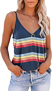 Halter Tops for Women Summer Sleeveless Tank Tops Cute Floral Printed Racerback Basic Cami Tee Shirts