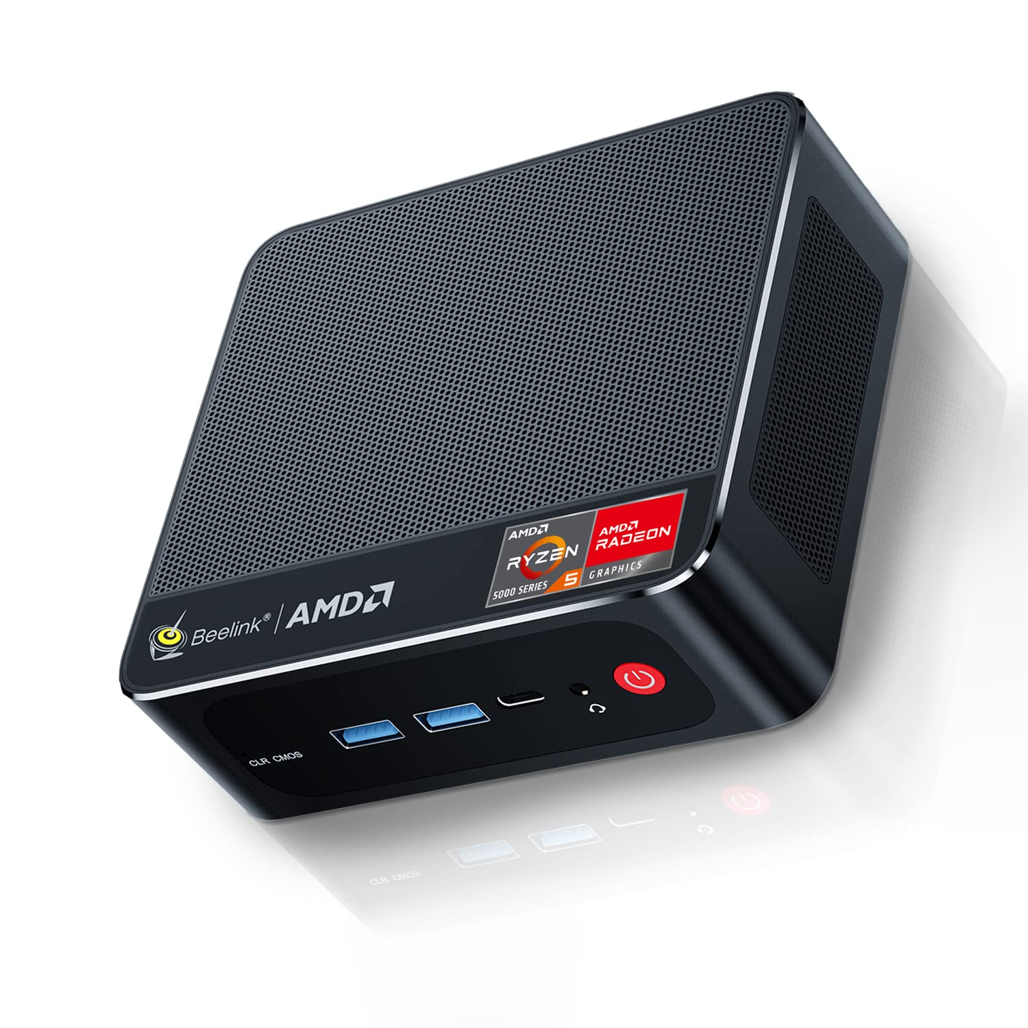 Beelink Mini PC,AMD Ryzen 5 5600H(6C/12T,up to 4.2 GHz),Mini Computer 16GB DDR4 RAM/500GB M.2 2280 NVME SSD Graphics 7 core 1800 MHz Wifi6E/BT5.2/HDMI+Type-C,Support 2.5 Inch HDD