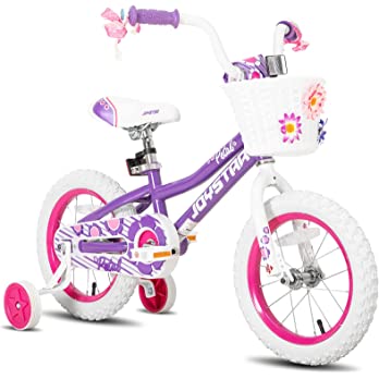          JOYSTAR Petal Girls Bike for Toddlers and Kids, 12 14 16 20 Kids Bike with Basket for Age 2-12 Years Old Girls, Children's Bicycle, Pink Purple        