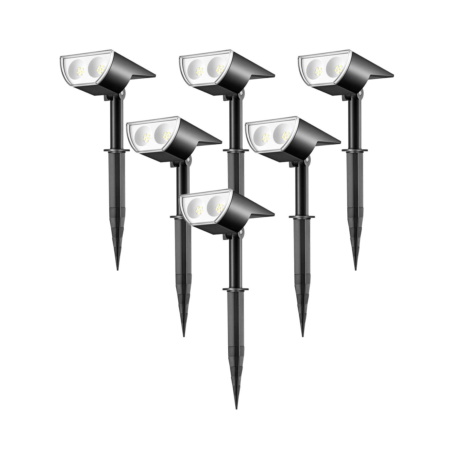 Linkind StarRayS Solar Outdoor Lights Waterproof IP67, 2-in-1 Solar Spot Lights Outdoor, Daylight White Solar Landscape Spotlights, 12 LEDs Auto On/Off Solar Lights for Walkway Yard Pathway Garden