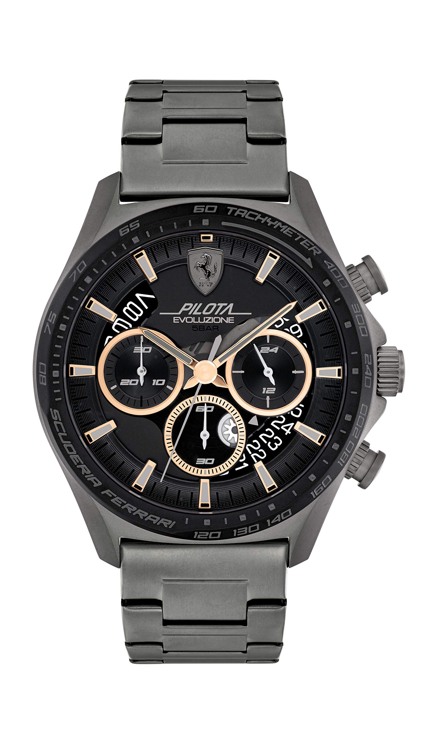 Ferrari Men's Quartz Watch with Stainless Steel Strap, Grey, 22 (Model: 0830824)